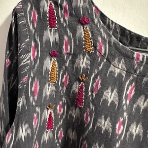 Dignity Not Charity Embroidered Gray and Pink Women's Tunic